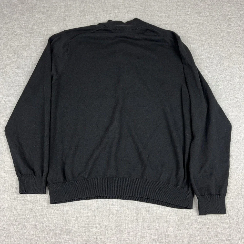 Brooks Brothers Sweater Mens XL Black 1/4 Zip Mock Neck Cotton Cashmere Pullover